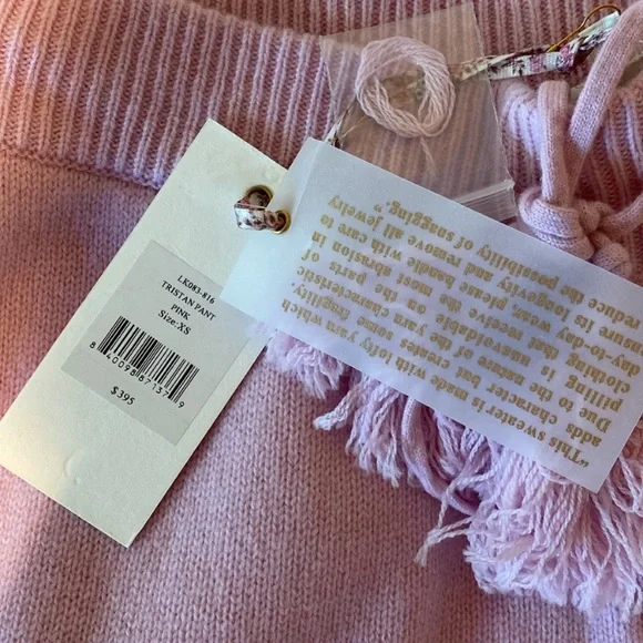 NWT Love Shack Fancy Tristan Pink Knit Sweat Pants/Joggers. Size XS. Cashmere. - Picture 8 of 15